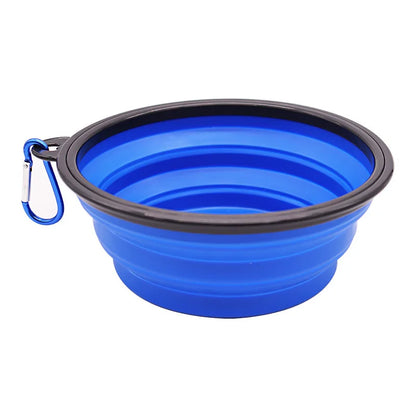 Folding Portable Silicone Dog Feeder Bowl 2 In 1 Pet Dispenser Outdoor Travel Dog Cat with Carabiner Bottle Food Water Container