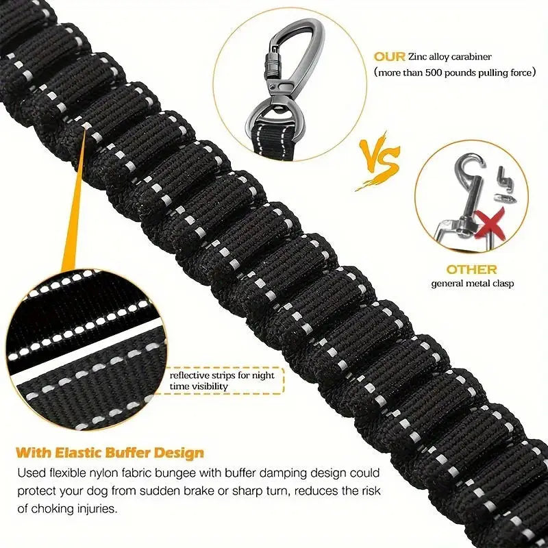 Reflective Shock Absorbing Pet Leashes with Car Seatbelt Medium and Large Dog Tactical Safety Leash Explosion proof Dog Leash