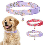 CP612--adjustable polyester collar, pet dog floral collar, rose printed collar with flower pendants, suit for dogs and cats.