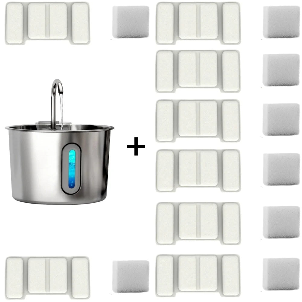 OYES 2.2L round Automatic Cat Water Fountain Stainless Steel Pet Water Feeder with Window for Dogs And Cats Pet Supplies