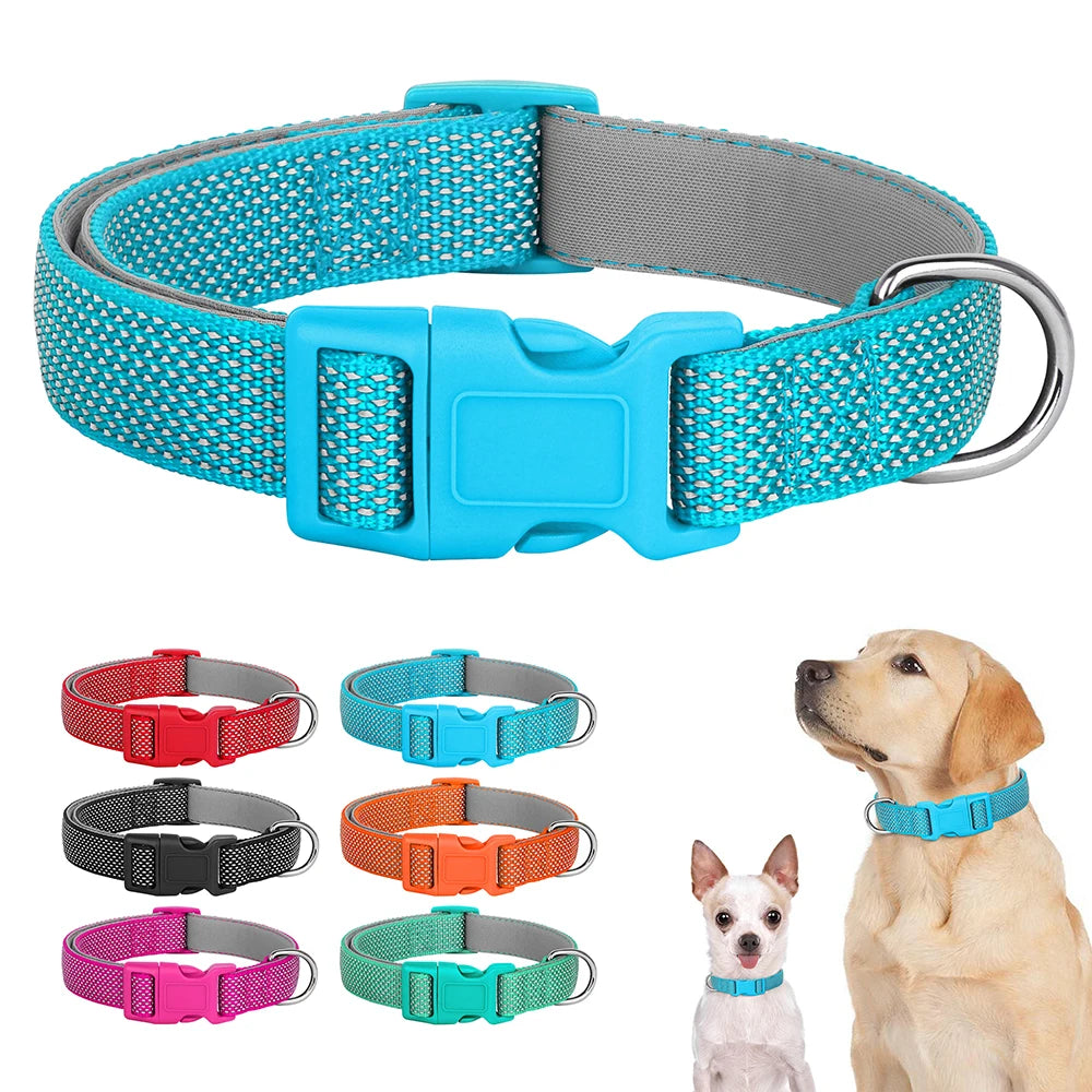 Reflective Pet Dog Collar Durable Nylon Dog Collars Necklace Adjustable Puppy Collars for Small Large Dog Pug Safety In Night
