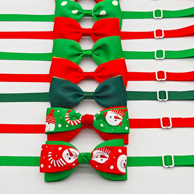 10pcs Pet Christmas Bow Tie Adjustable Xmas Dog Cat Bowtie Collar Accessories For Small Dog Cat Festival Party Decoration Gift