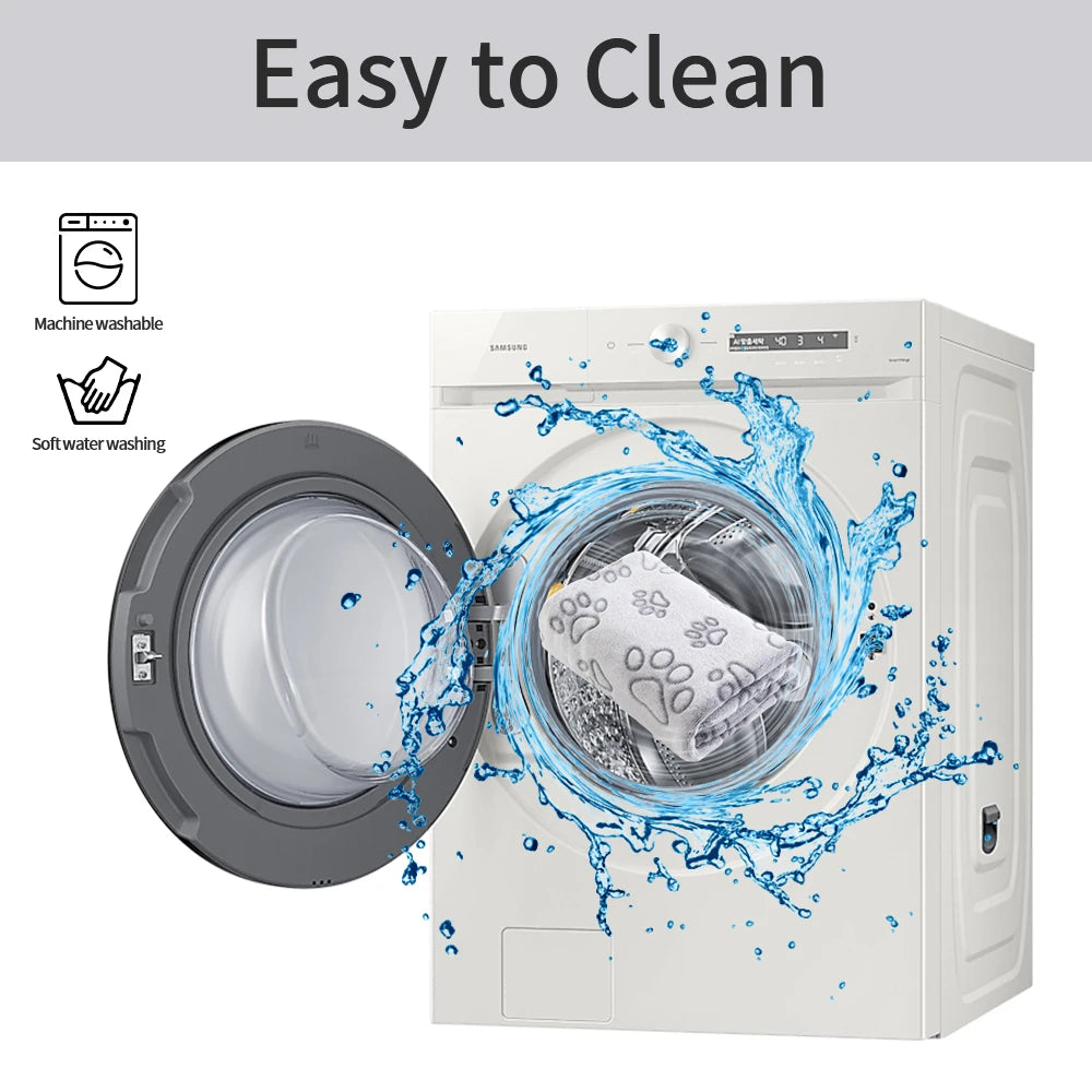 Cute Dog Paw Print Pet Blanket Soft Flannel Plush Mat for Cats Small & Medium Dogs Machine Washable 3 Sizes Winter Warmth