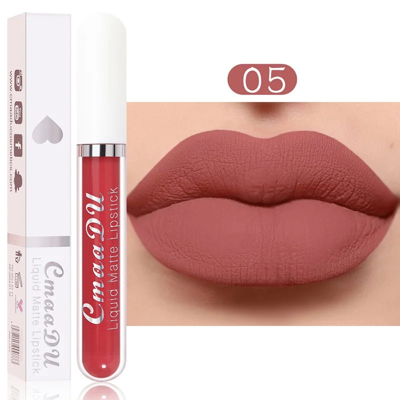 Sexy Long Lasting Velvet Matte Lip Gloss Liquid Lipstick Lip Makeup Women Beauty Red Nonstick Cup Waterproof Lip Gloss