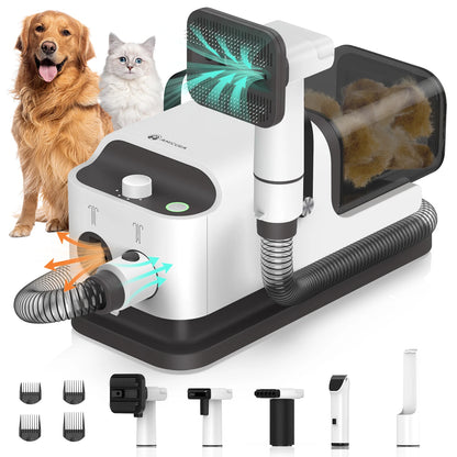 Amicura P1 Vacuum Cleaner & Hair Dryer 15kpa, Pet Grooming Set Adjustable Speed and Temperature, 5 Proven Care Tools Dog Clipper