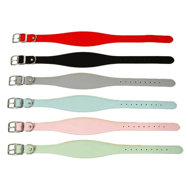 Wide Leather Dog Collar for Small Medium Large Dogs, Greyhound Deerhound Lurcher Whippet Dachshund Collar Pet Accessories