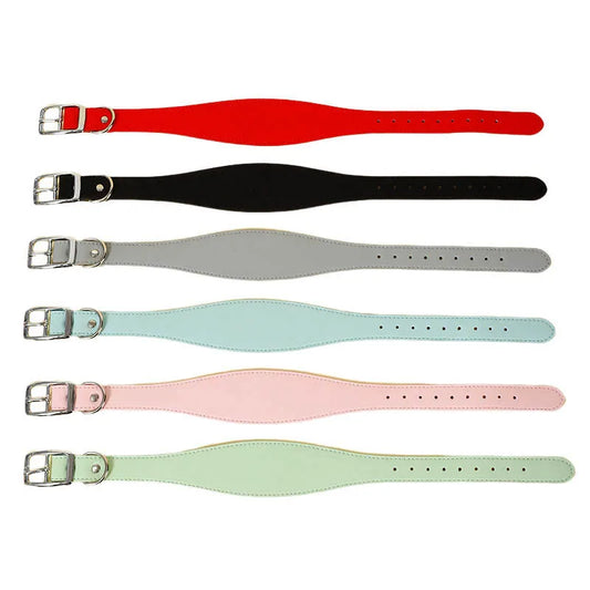 Wide Leather Dog Collar for Small Medium Large Dogs, Greyhound Deerhound Lurcher Whippet Dachshund Collar Pet Accessories