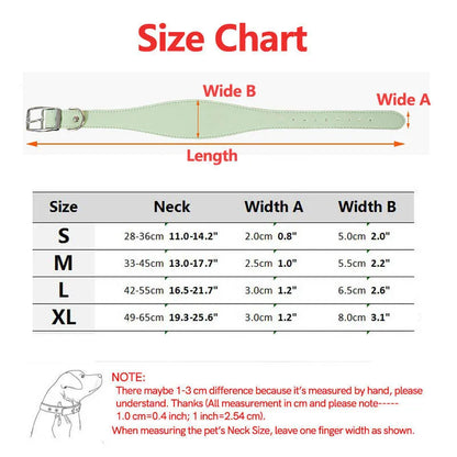 Wide Leather Dog Collar for Small Medium Large Dogs, Greyhound Deerhound Lurcher Whippet Dachshund Collar Pet Accessories