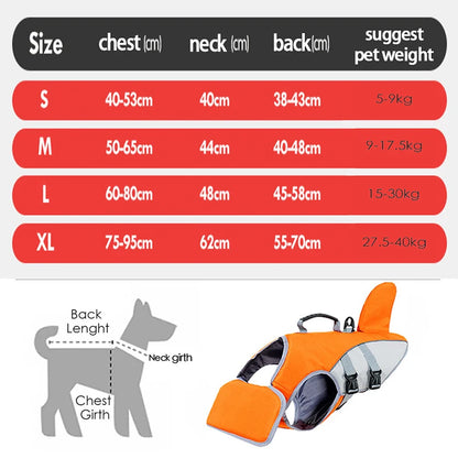 New Pet Swimming Life Jacket Shark Fin Shape Safety Vest for Dog in Summer Adjustable in Pool or Surfing Drifting Dog Life Vest