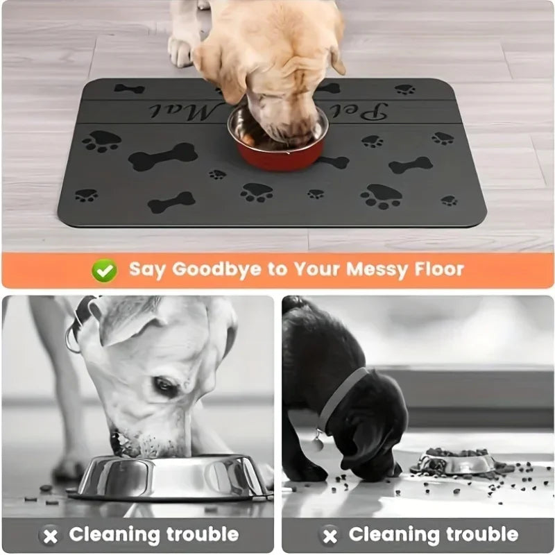 Heavy Duty Pet Feeding Mat 40x60/50x80cm Large Absorbent Non Slip Backing For Messy Eaters Easy Wipe Clean Cat Dog Waterproof