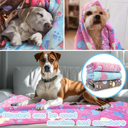1-Pack Cozy Plush Pet Blanket With Paw Print Design, Soft Fleece Dog Bed Mat Sleeping Pad - For Dogs & Cats - Perfect for Snuggl