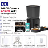 8L Automatic Cat Feeder With 1080p Camera Video 5G WiFi Cat Food Dispenser Pet Smart Voice Recorder Tuya APP Pet Auto Feeder