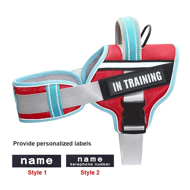 KOMMILIFE Adjustable Nylon Dog Harness Personalized Harness For Dogs Reflective Breathable Neck Guard Dog Harness Vest No Pull