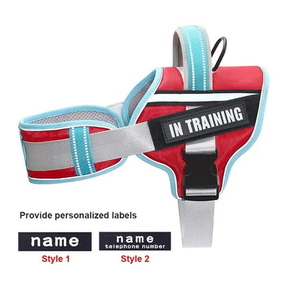 KOMMILIFE Adjustable Nylon Dog Harness Personalized Harness For Dogs Reflective Breathable Neck Guard Dog Harness Vest No Pull