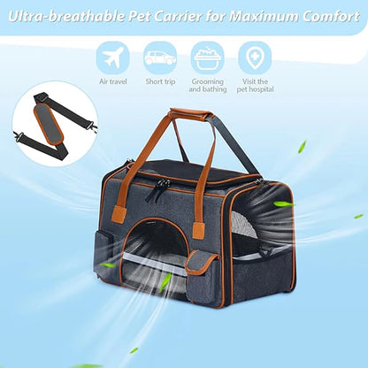 Dog Pet Carrier Bag Anti-Collapse Design Multiple Storage Pockets Cat Travel Handbag for Medium Cats, Puppy, Rabbits and Other S