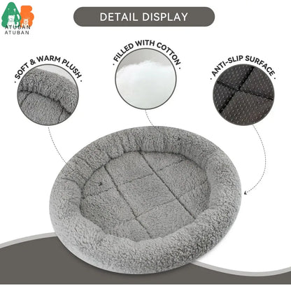 ATUBAN Cat Bed for Indoor Cats, Round Cat Bed for Curl Sleep Basic Pet Mat Wahable Bed for Small Puppy Cats Rabbit, Medium