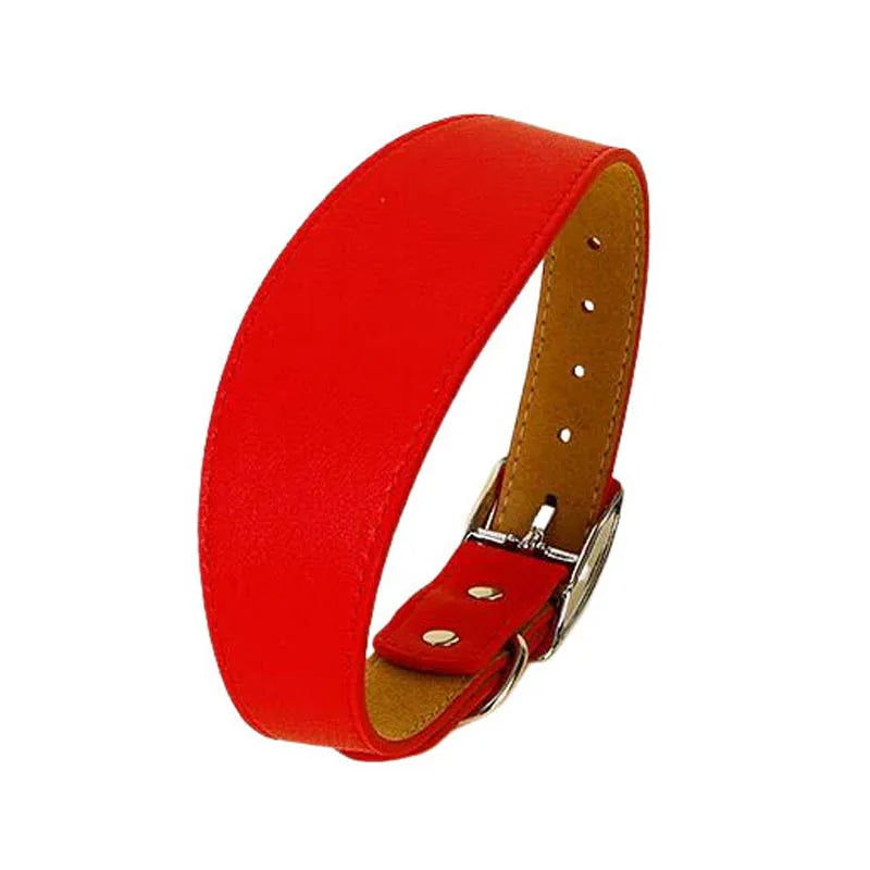Wide Leather Dog Collar for Small Medium Large Dogs, Greyhound Deerhound Lurcher Whippet Dachshund Collar Pet Accessories