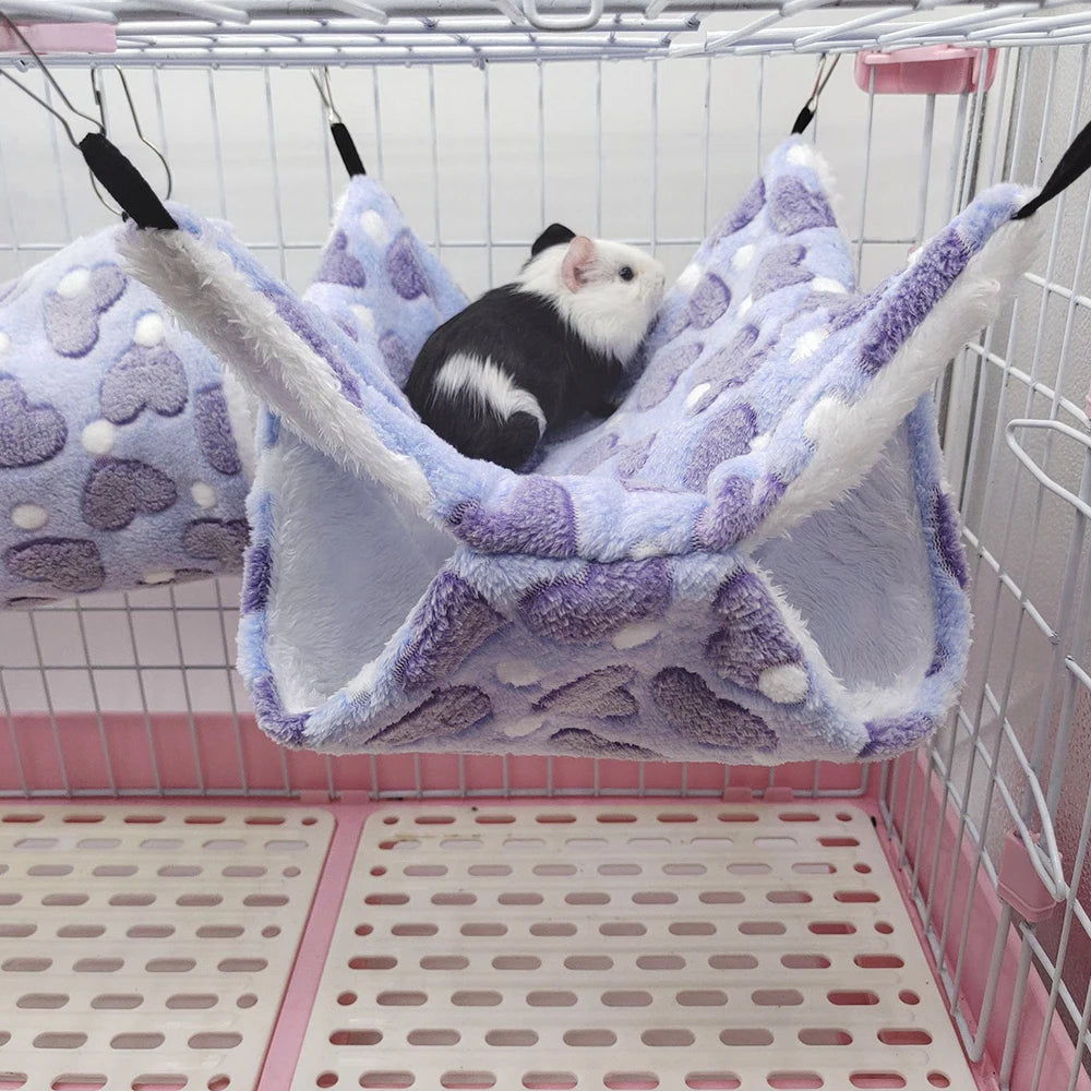 1PC Winter Warm Double-Layer Hammock Small Pet Hammock Suspended Squirrel Sleeping Bag Pet Supplies Hamster Hammock