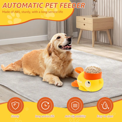 Interactive Duck Shaped Dog Slow Feeder Washable Automatic Dog Feeder Toy with 3 Food Outlet Size for Pets Food Dispenser