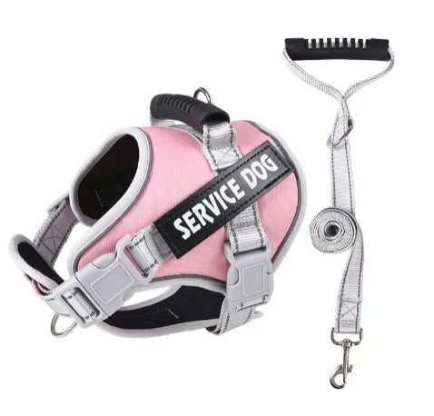 Dog Vest Harness and Patches Set with leash，Reflective Dog Vest with Handle for Small, Medium, Large, and Extra-Large Dogs