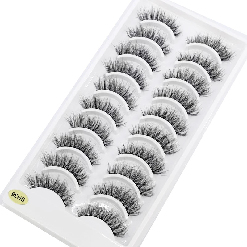 NEW 10 Pairs Natural Long False Eyelashes Fake Lashes Makeup 3d Mink Lashes Extension Short Eyelash Mink Eyelashes for Beauty