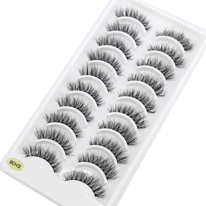 NEW 10 Pairs Natural Long False Eyelashes Fake Lashes Makeup 3d Mink Lashes Extension Short Eyelash Mink Eyelashes for Beauty