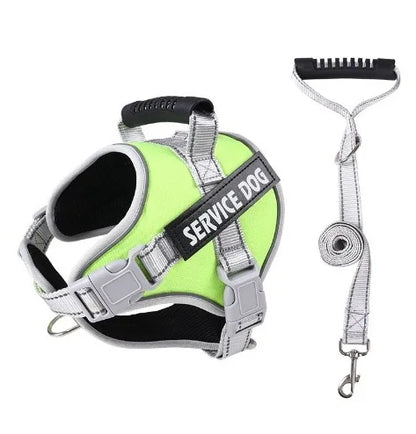Dog Vest Harness and Patches Set with leash，Reflective Dog Vest with Handle for Small, Medium, Large, and Extra-Large Dogs