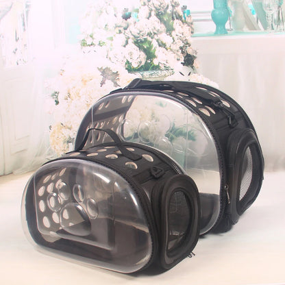 Transparent Foldable Outdoor Pet Travel Carrier Bag Handbag Puppy & Kitten Capsule Transparent Portable Shoulder Strap Bag