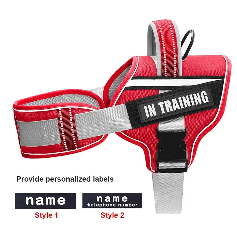 KOMMILIFE Adjustable Nylon Dog Harness Personalized Harness For Dogs Reflective Breathable Neck Guard Dog Harness Vest No Pull