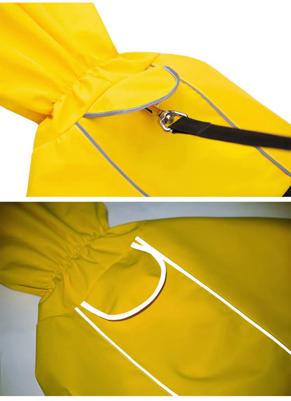 Reflective Dog Raincoat with Adjust Hood Pet Poncho Body Coverage Turtleneck Waterproof Dog Rain Jacket for Medium Large Dogs
