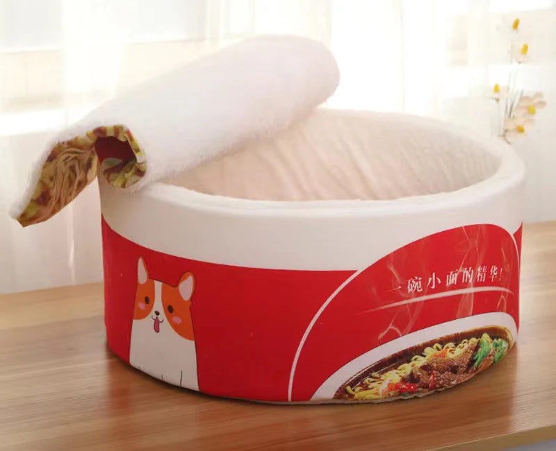 Pet Dog Cat House Kennel Super Large Instant Noodle Warm Dog Cat Nest Beds Cushion Udon Cup Noodle Pet Bed Cozy Nest