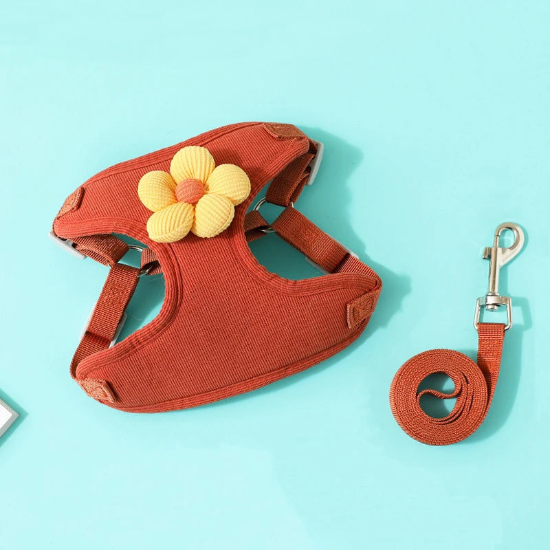 Dog Harness with 1.2m Leash Set Adjustable Pet Harness For Puppy Cats French Bulldog Chihuahua Outdoor Walking Lead Leash