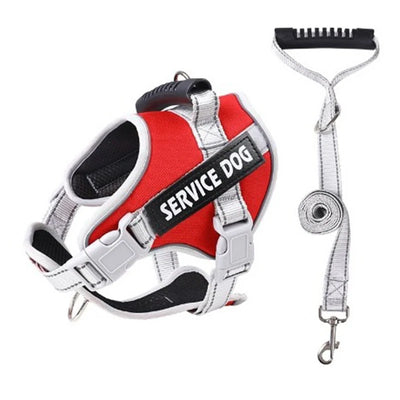 Dog Vest Harness and Patches Set with leash，Reflective Dog Vest with Handle for Small, Medium, Large, and Extra-Large Dogs