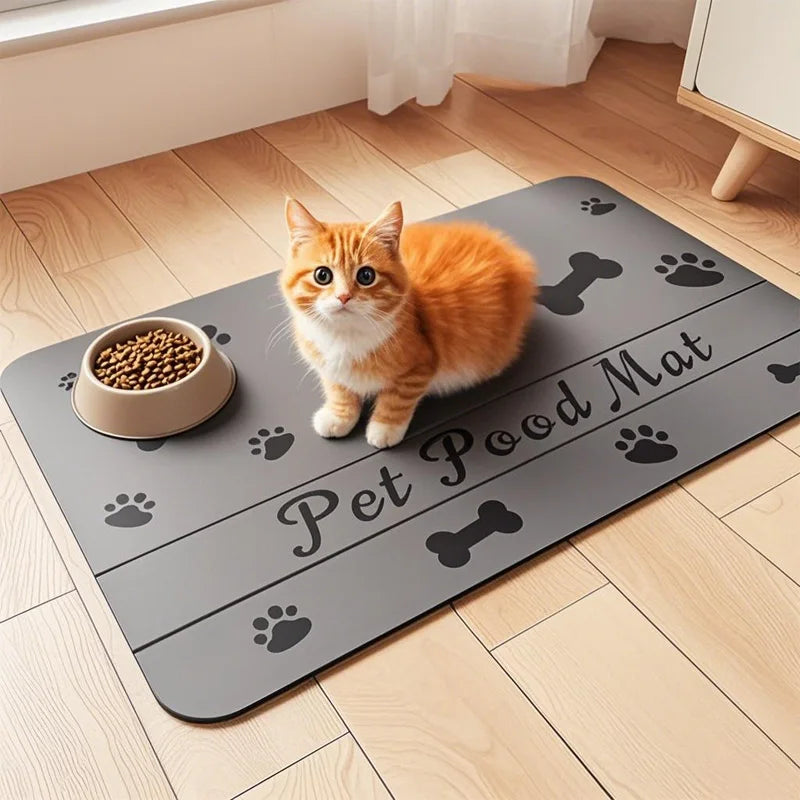 Heavy Duty Pet Feeding Mat 40x60/50x80cm Large Absorbent Non Slip Backing For Messy Eaters Easy Wipe Clean Cat Dog Waterproof