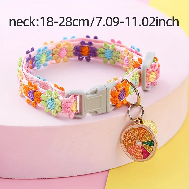 Pet Necklace Colorful Lace Flower Cat Collar Puppy Jewelry Collar Bell Collar Cat Collar