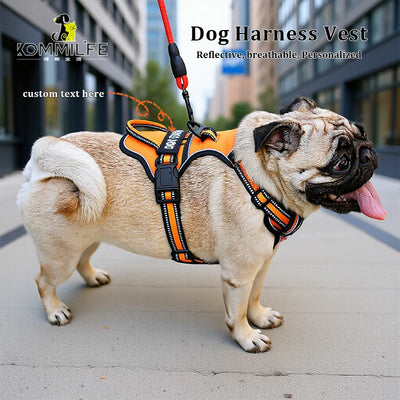 Nylon Dog Harness Vest Reflective Dog Harness Personalized Breathable Adjustable Pet Harness Leash For Small Medium Large Dogs