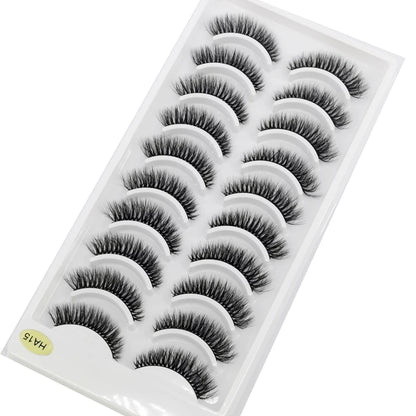 NEW 10 Pairs Natural Long False Eyelashes Fake Lashes Makeup 3d Mink Lashes Extension Short Eyelash Mink Eyelashes for Beauty