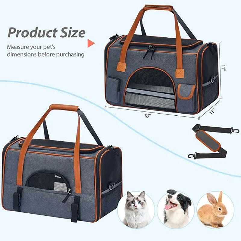 Dog Pet Carrier Bag Anti-Collapse Design Multiple Storage Pockets Cat Travel Handbag for Medium Cats, Puppy, Rabbits and Other S