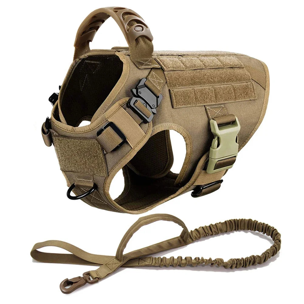 Dog Harness for Large Dogs Collar Leash Molle Pouch Military Harnesses French Bulldog Pet Tactical Training Vest Dog Accessories