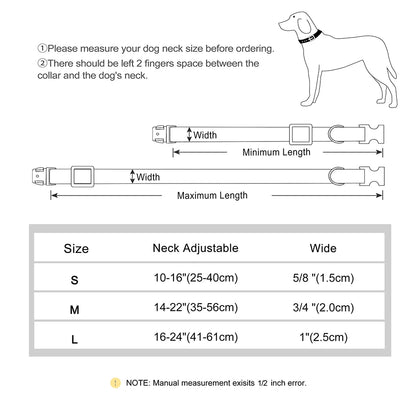 Custom Dog Collar Dog Durable Nylon Dog Collars Free Engraved Pet Name Buckle Necklace Adjustable for Small Medium Large Dogs