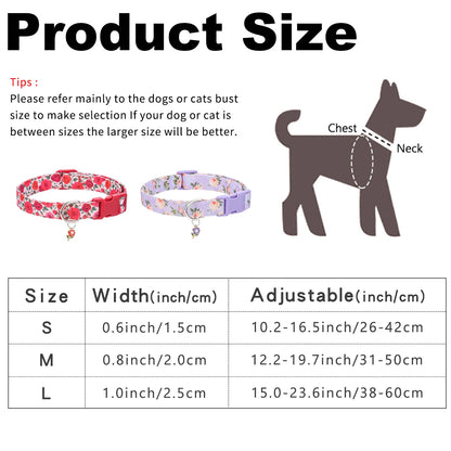 CP612--adjustable polyester collar, pet dog floral collar, rose printed collar with flower pendants, suit for dogs and cats.