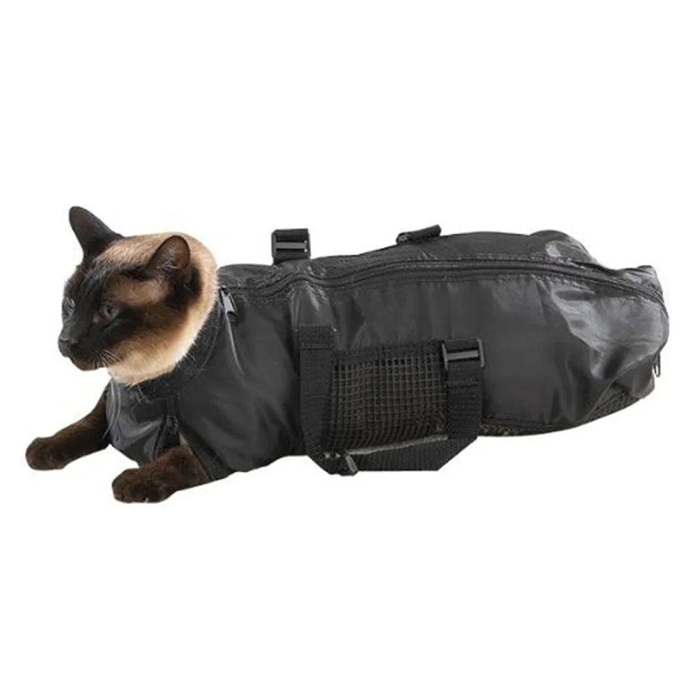 Mesh Cat Grooming Bathing Bag Adjustable Cats Washing Bags Oxford Cloth Pet Nail Trimming Clean Anti Scratch Bite Restraint