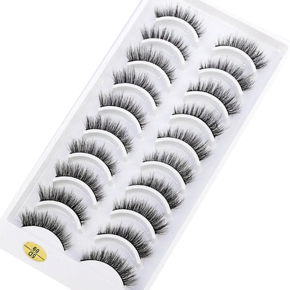 NEW 10 Pairs Natural Long False Eyelashes Fake Lashes Makeup 3d Mink Lashes Extension Short Eyelash Mink Eyelashes for Beauty