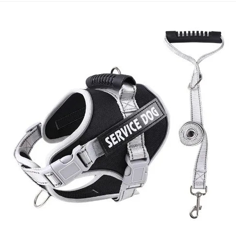 Dog Vest Harness and Patches Set with leash，Reflective Dog Vest with Handle for Small, Medium, Large, and Extra-Large Dogs