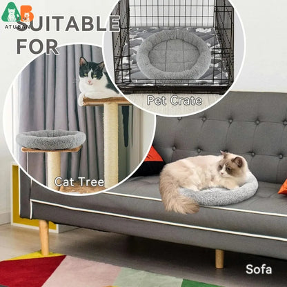 ATUBAN Cat Bed for Indoor Cats, Round Cat Bed for Curl Sleep Basic Pet Mat Wahable Bed for Small Puppy Cats Rabbit, Medium