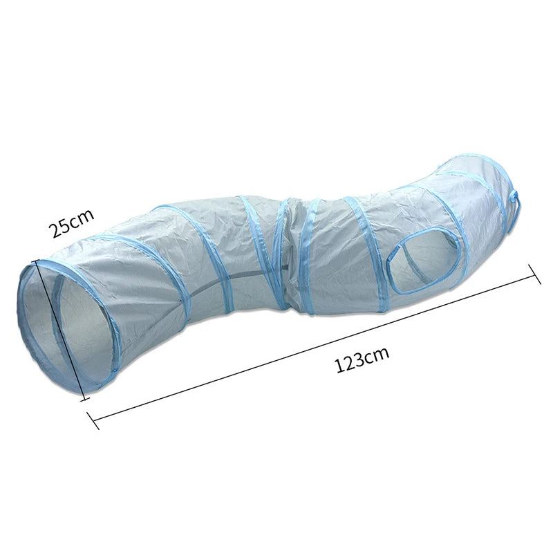 Gray 3-Way Foldable Pet Cat Tunnel Tube Toy Kitten Tunnel Toy With Peep Hole Pet Training Interactive Toy Tunnel Tube