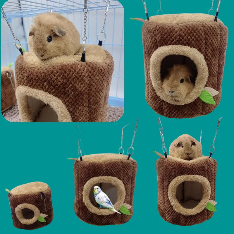 Small Animals Pet House Hamster Tree Stump Shape Hammock Supplies Rodent Hammock Hamster Bed Rats Accessories XCW06