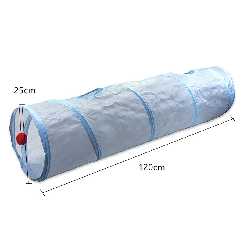 Gray 3-Way Foldable Pet Cat Tunnel Tube Toy Kitten Tunnel Toy With Peep Hole Pet Training Interactive Toy Tunnel Tube