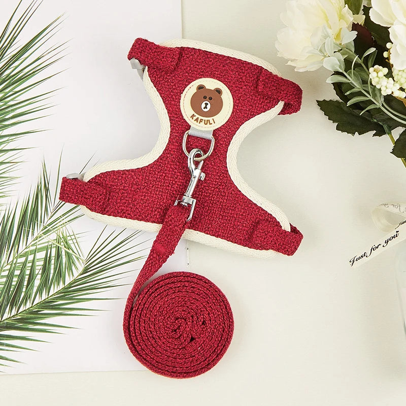 Cartoon Print Cat Rabbit Harness and Leash Set Bunny Rabbits Pet Accessories Bunnies Vest Clothes lapin accessoires pour animaux