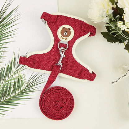 Cartoon Print Cat Rabbit Harness and Leash Set Bunny Rabbits Pet Accessories Bunnies Vest Clothes lapin accessoires pour animaux